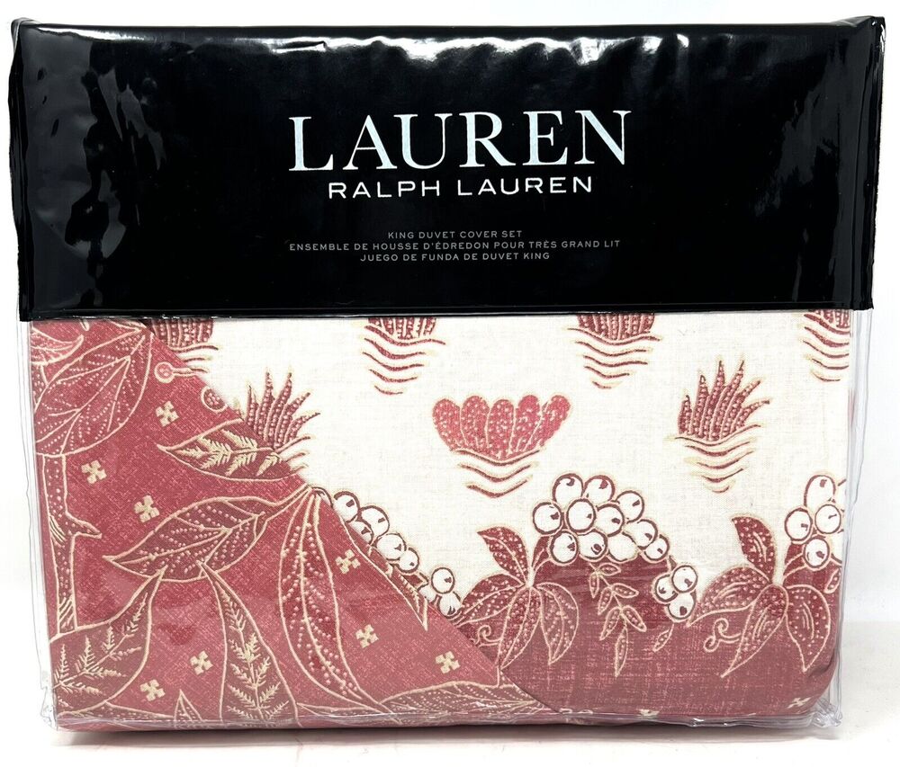 Ralph Lauren ISLA Floral KING Duvet Cover Shams Set Dusty Rose Pink REVERSIBLE